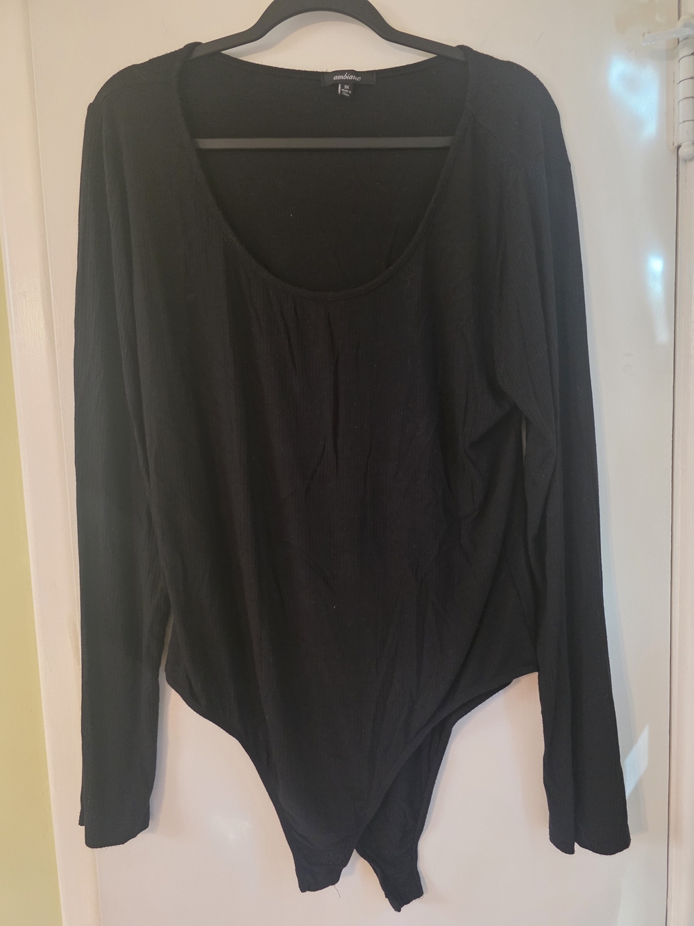 Ambiance Black Long Sleeve Scoop Neck Bodysuit 3X